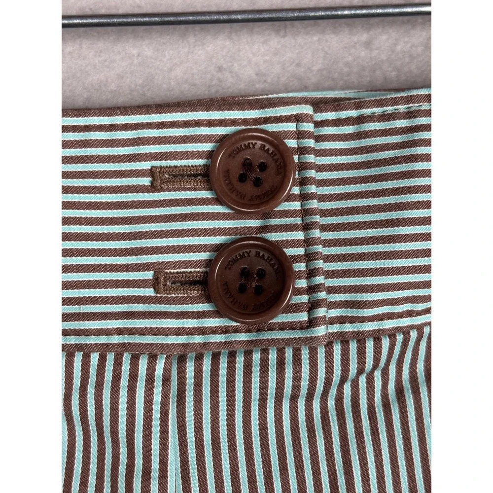 Tommy Bahama Bermuda Shorts Womens 4 Brown Stripe Twill Stretch Chino Casual
